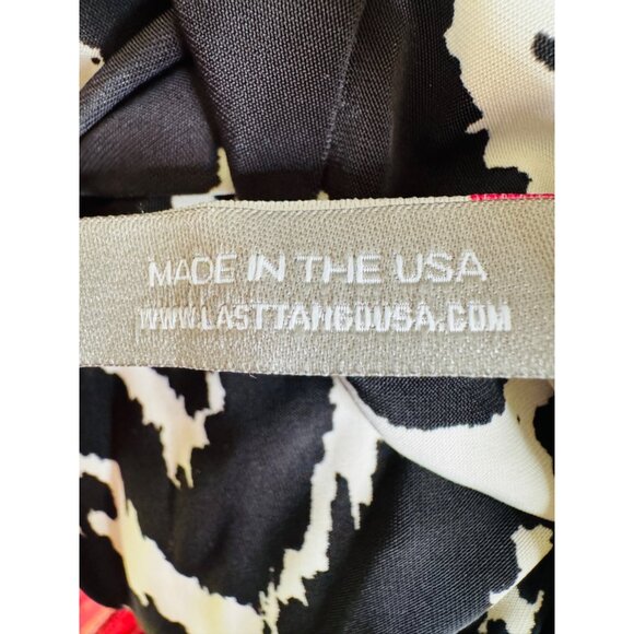 2/$30 Last Tango Small Black & White Ikat Print Wide Leg Pants 4" Waistband - Picture 11 of 12